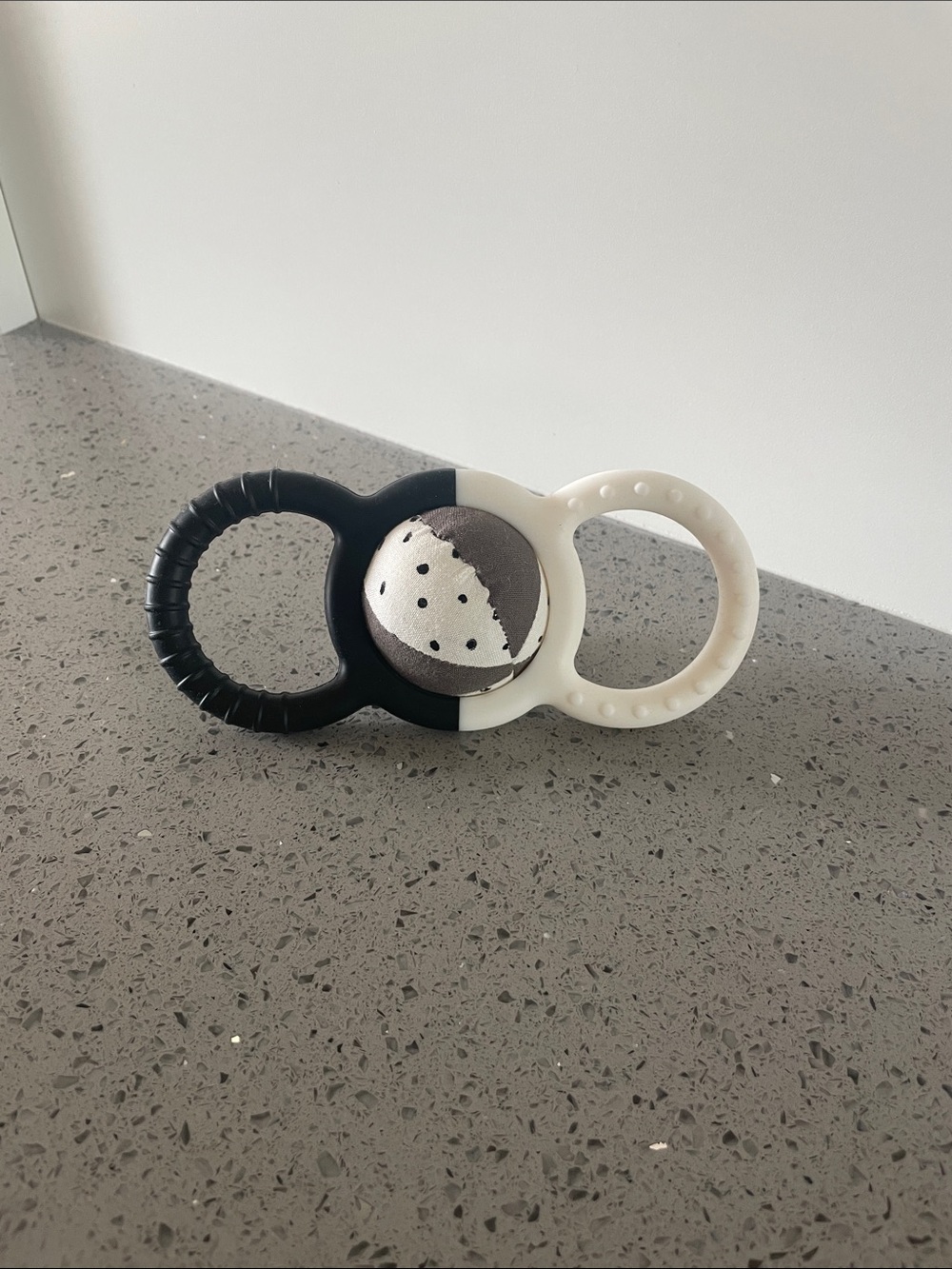 Lovevery Black & White Silicone Rattle with Ball